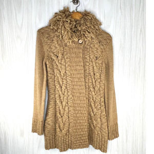 Mercer & Madison Cardigan Sweater Women's Size L Camel Tan Wool Blend Coatigan